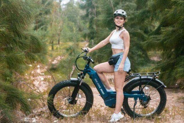 BEECOOL e-bike riding as the featured image for PATHFINDER Step-Thru - The Best E-Bike for mom and kids.