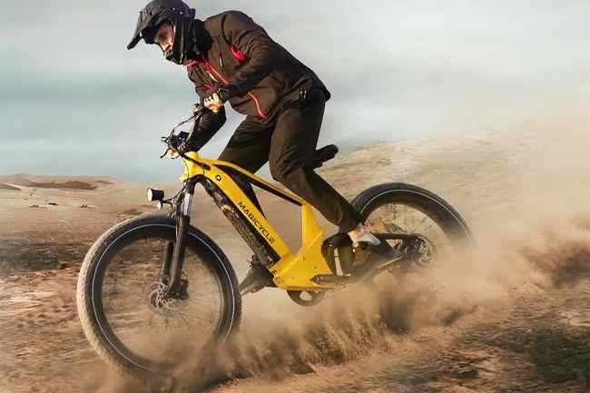 Cycling e-bike SUV to tackle rocky hills.