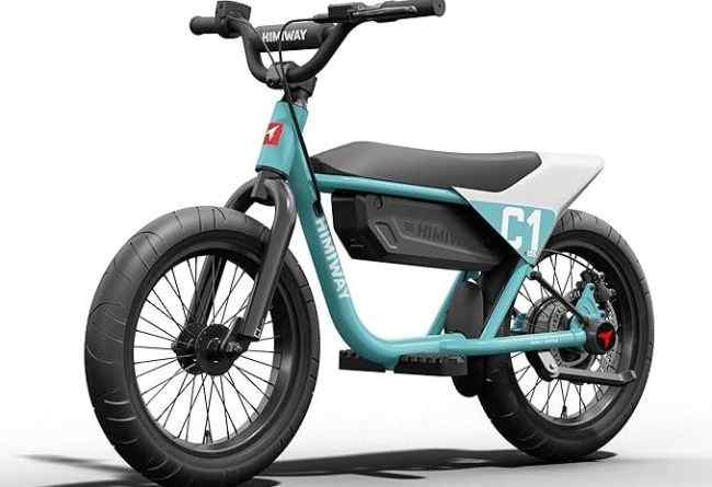 The HIMIWAY C1 kids electric bike's image is sleek and elegant, similar to a miniature motorcycle.