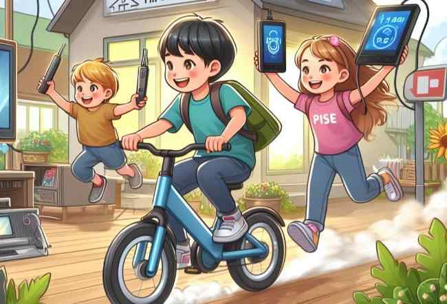 Kids go outdoors with PULSE 7 e-bikes leaving PC in the room to get fun with friends and neighbors on two wheels.