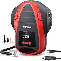 This TEROMAS portable tire inflator comes with two power cords (110V and 12V) making it extremely convenient to use both on the road and indoors.