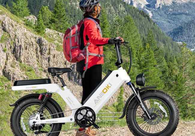 The motorized fat tires of ANIIOKI AQ177 are crucial on a sharp rocky trail leading to the White Mountain Peak, as it helps avoid slipping and loss of control. 